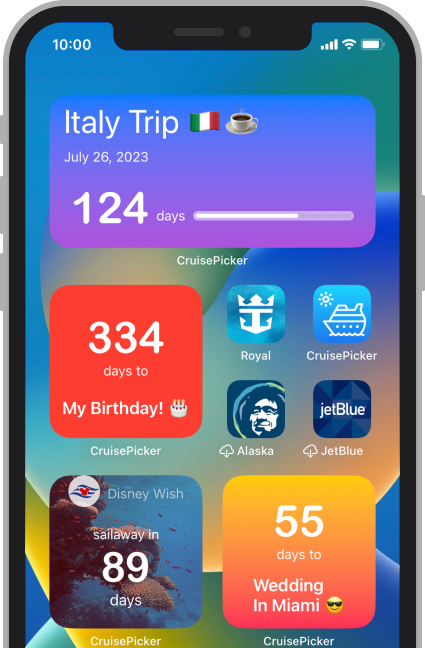 birthday and vacation countdown widgets ios