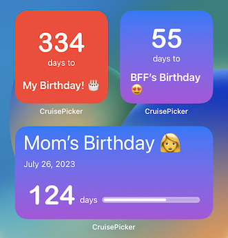 Countdown widgets for Birthdays