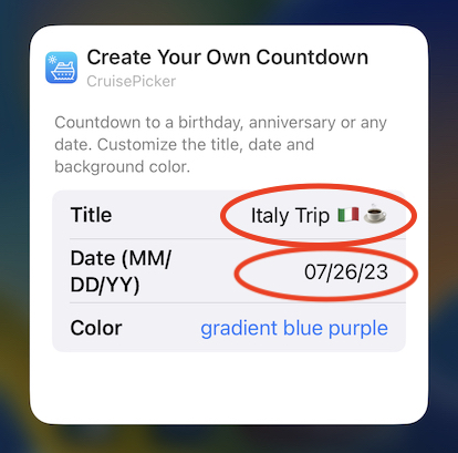 customize birthday widget